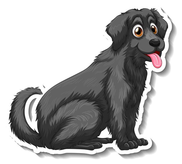 Дизайн стикера с изолированной черной собакой золотистого ретривера