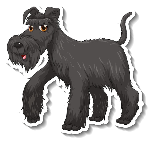 Free vector sticker design with black schnauzer dog isolated