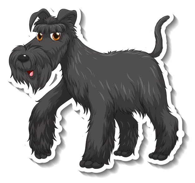 Sticker design with black schnauzer dog isolated