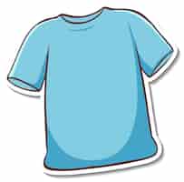 Free vector sticker design with blue t-shirt isolated