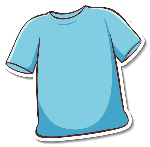 分離された青いTシャツとステッカーのデザイン