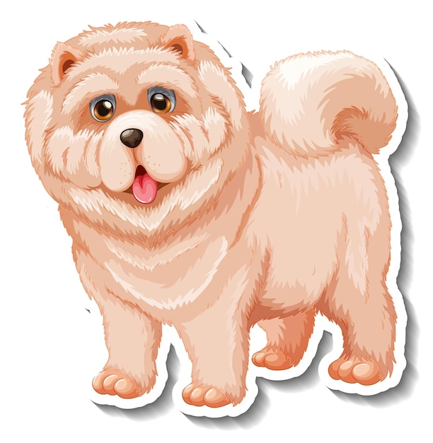 Free vector sticker design with chow chow dog isolated