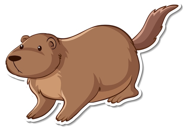 Free vector sticker design with cute beaver isolated