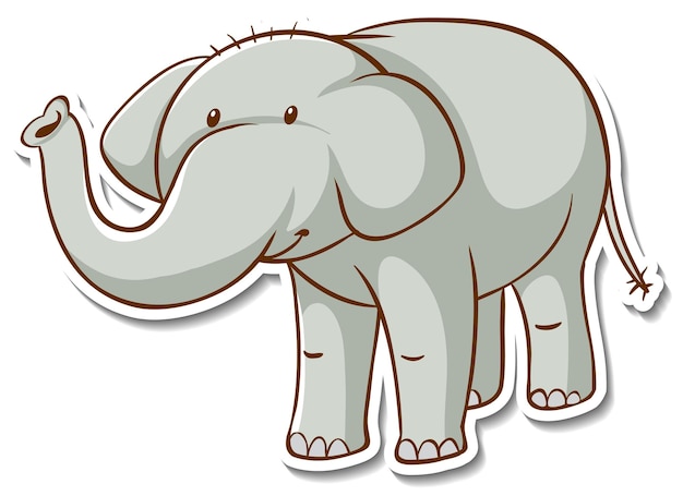 고립 된 귀여운 코끼리와 스티커 디자인