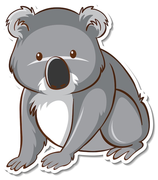 Sticker design with cute koala isolated