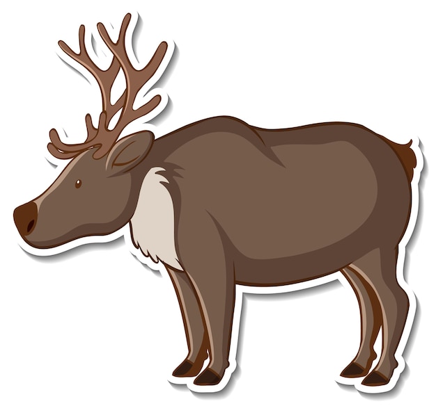 Sticker design with cute moose isolated