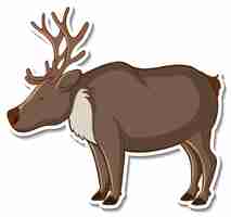 Free vector sticker design with cute moose isolated