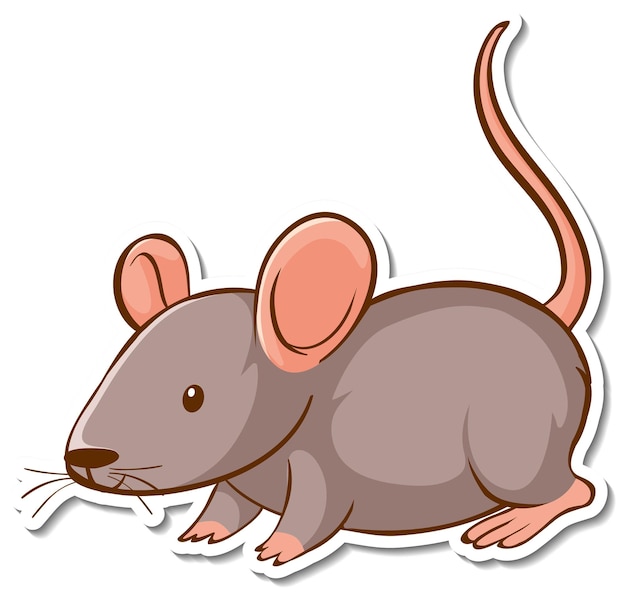 Sticker design with cute mouse isolated