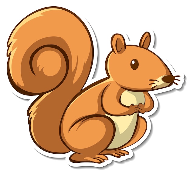 Sticker design with cute squirrel isolated