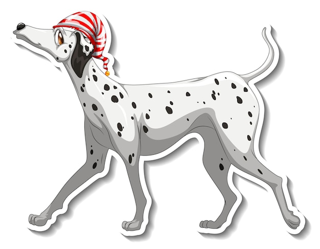 Sticker design with dalmatian dog isolated