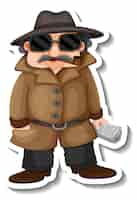 Free vector sticker design with a detective boy cartoon character