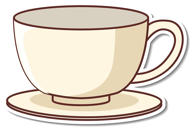 Sticker design with empty tea cup isolated