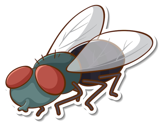 Бесплатное векторное изображение Дизайн стикера с изолированным насекомым-мухой