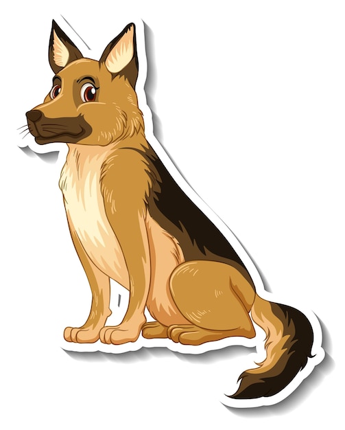 Sticker design with german shepherd dog isolated