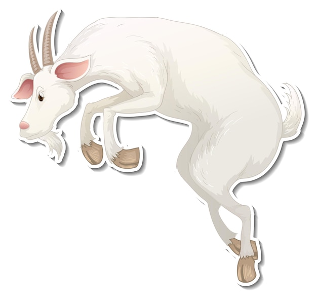 Free vector sticker design with a goat in jumping pose isolated