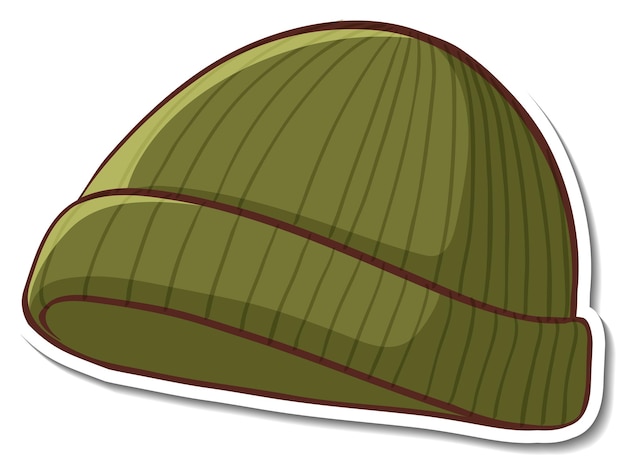 緑のビーニー帽子が分離されたステッカーデザイン