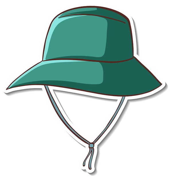 分離された緑のバケツ帽子とステッカーデザイン