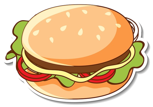 Sticker design with a hamburger isolated