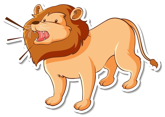 Free vector sticker design with lion roar isolated