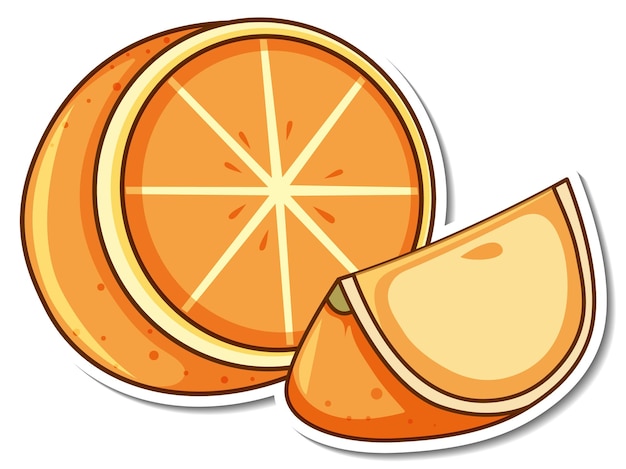 Sticker design with orange fruit, isolated