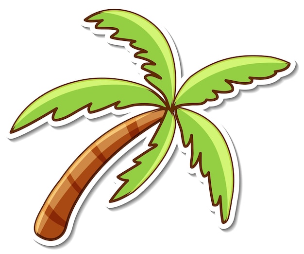 Sticker design with palm or coconut tree isolated