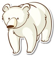 Sticker design with polar bear isolated