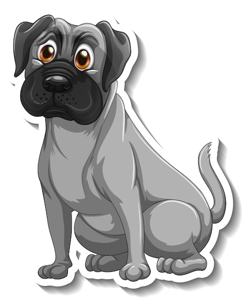 Free vector sticker design with a pug dog isolated