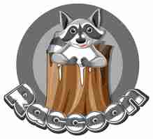 Free vector sticker design with raccoons in gray