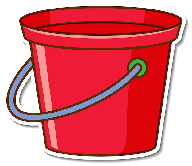 Sticker design with a red bucket isolated