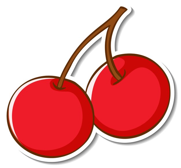 Sticker design with red cherry isolated