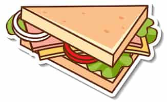 Free vector sticker design with a sandwich isolated