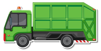 免费矢量贴纸设计自动倾卸卡车孤立的侧视图