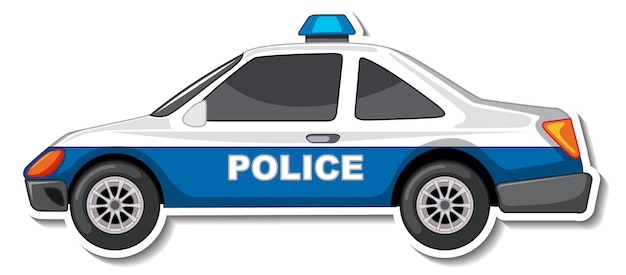 Free vector sticker design with side view of police car isolated