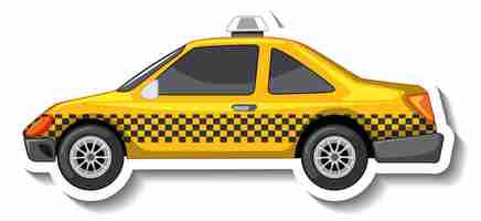 Free vector sticker design with side view of a taxi car isolated