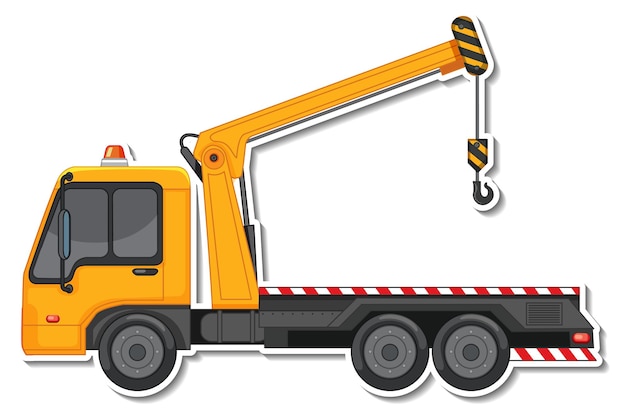 Free vector sticker design with side view of tow truck isolated