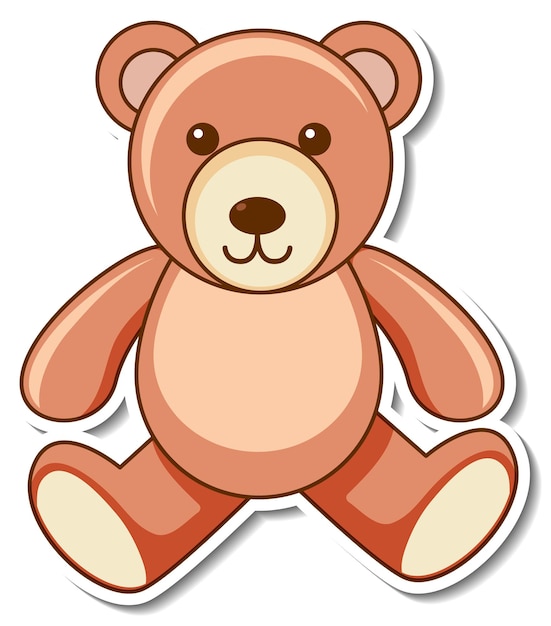 Free vector sticker design with a teddy bear isolated