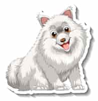 Vettore gratuito disegno adesivo con cane pomeranian bianco isolato
