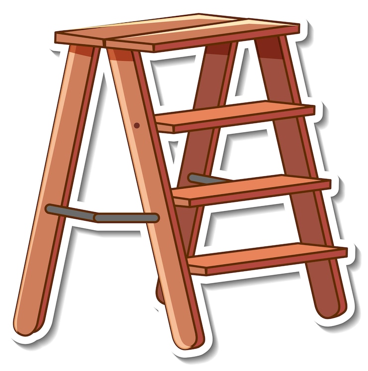 Free Vector sticker design with wooden stairs isolated