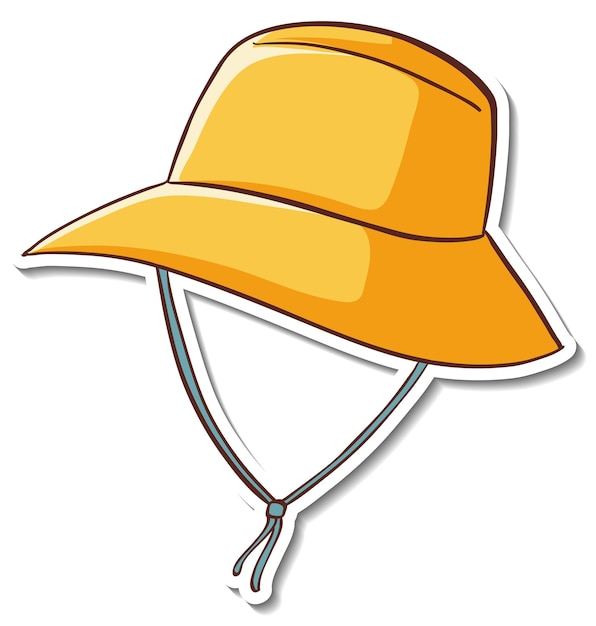 分離された黄色のバケツ帽子とステッカーデザイン