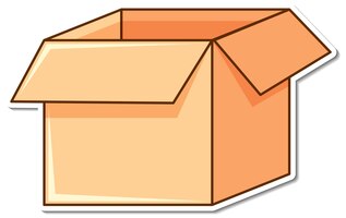 Free vector sticker empty box opened on white background