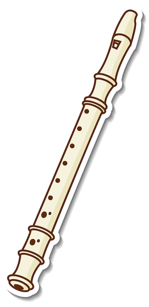 Бесплатное векторное изображение Наклейка флейта музыкальный инструмент