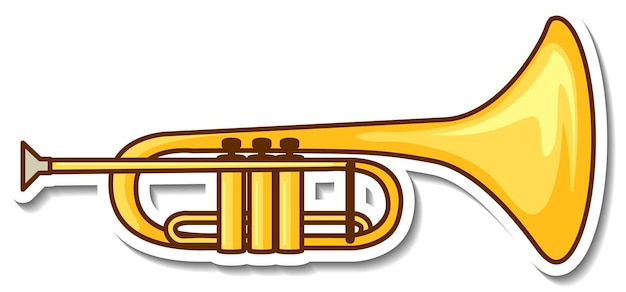 Free vector sticker golden trumpet musical instrument