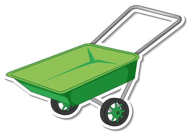 Free vector sticker green wheelbarrow on white background