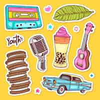 Free vector sticker  hand drawn doodle coloring vector
