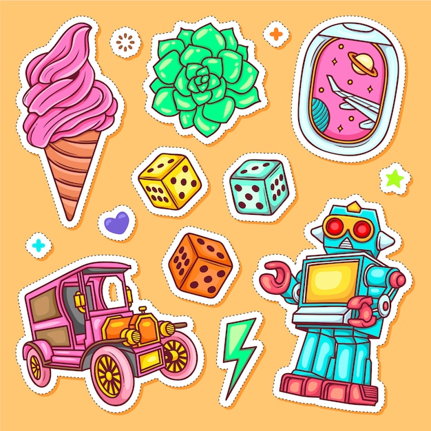 Free vector sticker  hand drawn doodle coloring vector