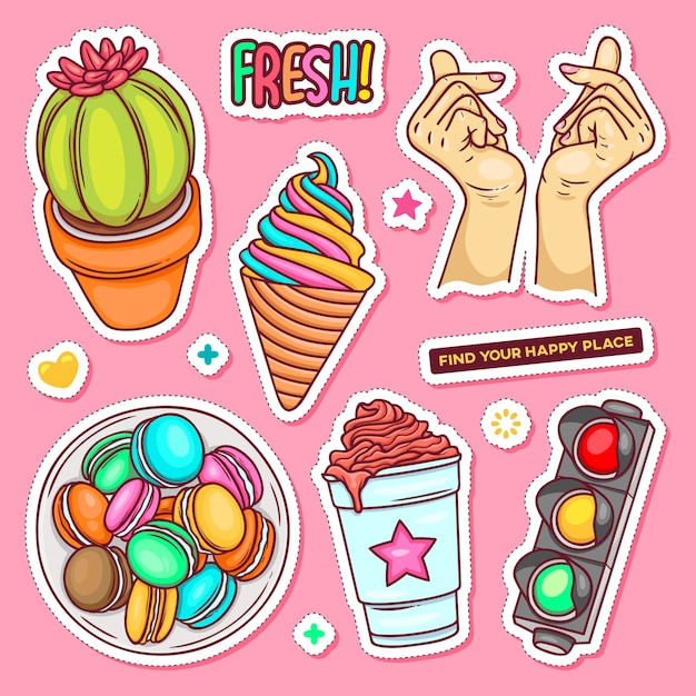 Sticker  Hand Drawn Doodle Coloring Vector