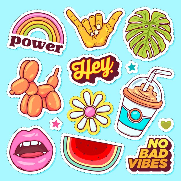 Sticker Icons Hand Drawn Doodle  