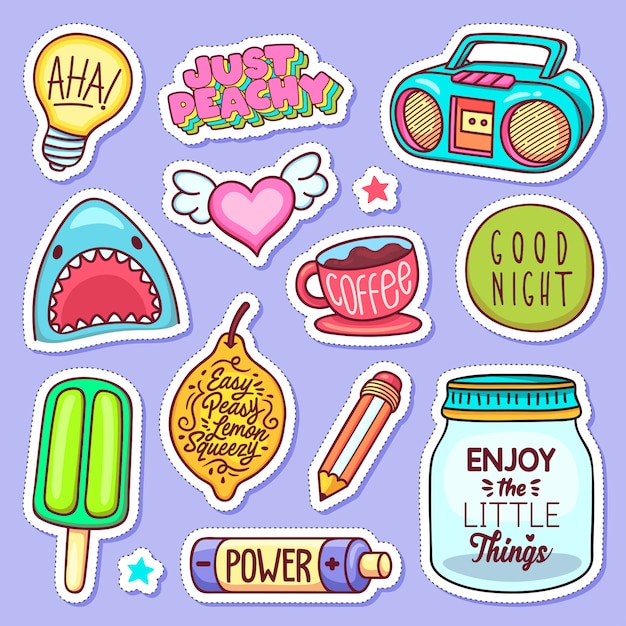 Sticker Icons Hand Drawn Doodle  