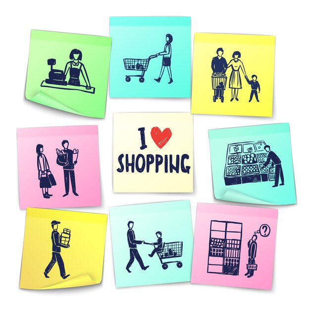 Sticker note style supermarket cards