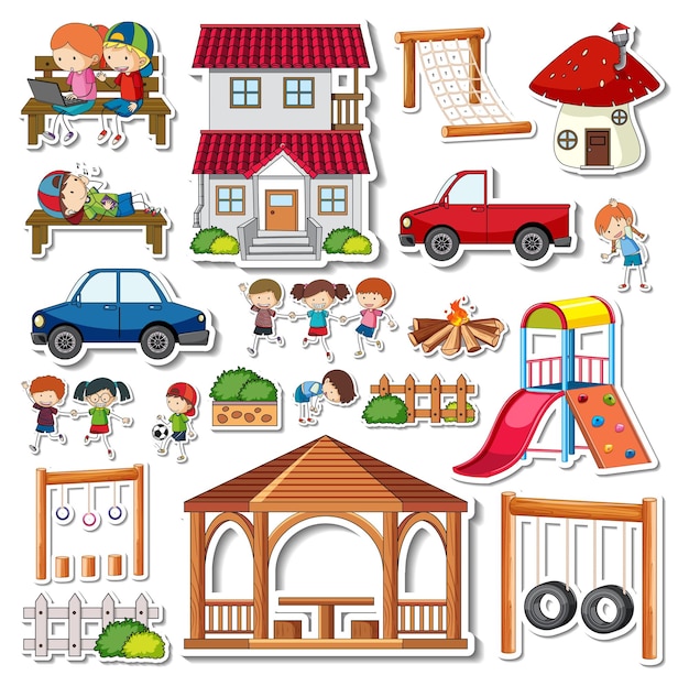 Free vector sticker pack of playground objects